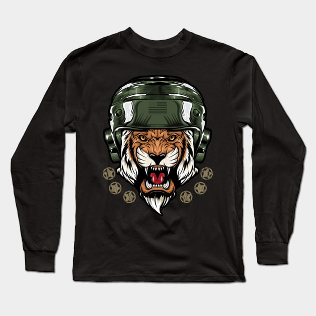 TIGER ARMY FORCES Long Sleeve T-Shirt by JOISDRAW ART